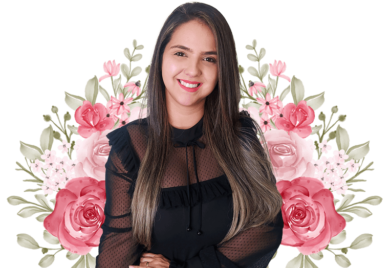 Ana Riffel com as flores de papel